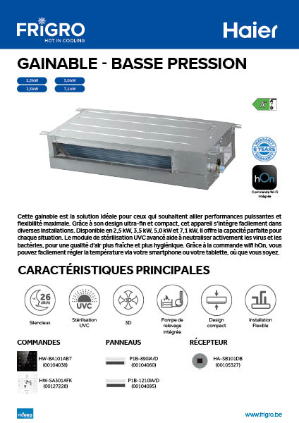 Haier Duct Lage Druk - FR