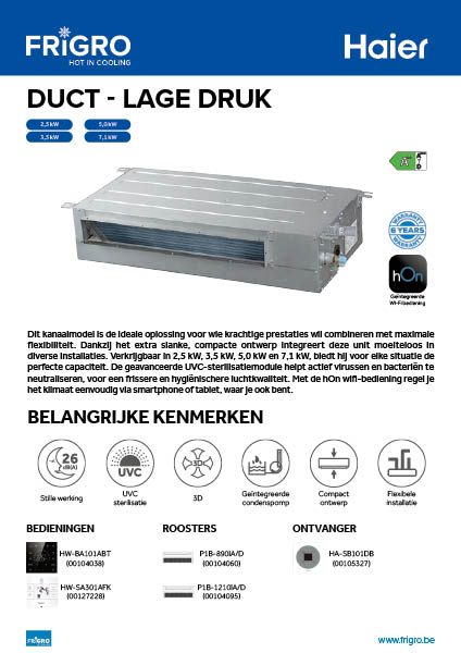 Haier Duct Lage Druk - NL